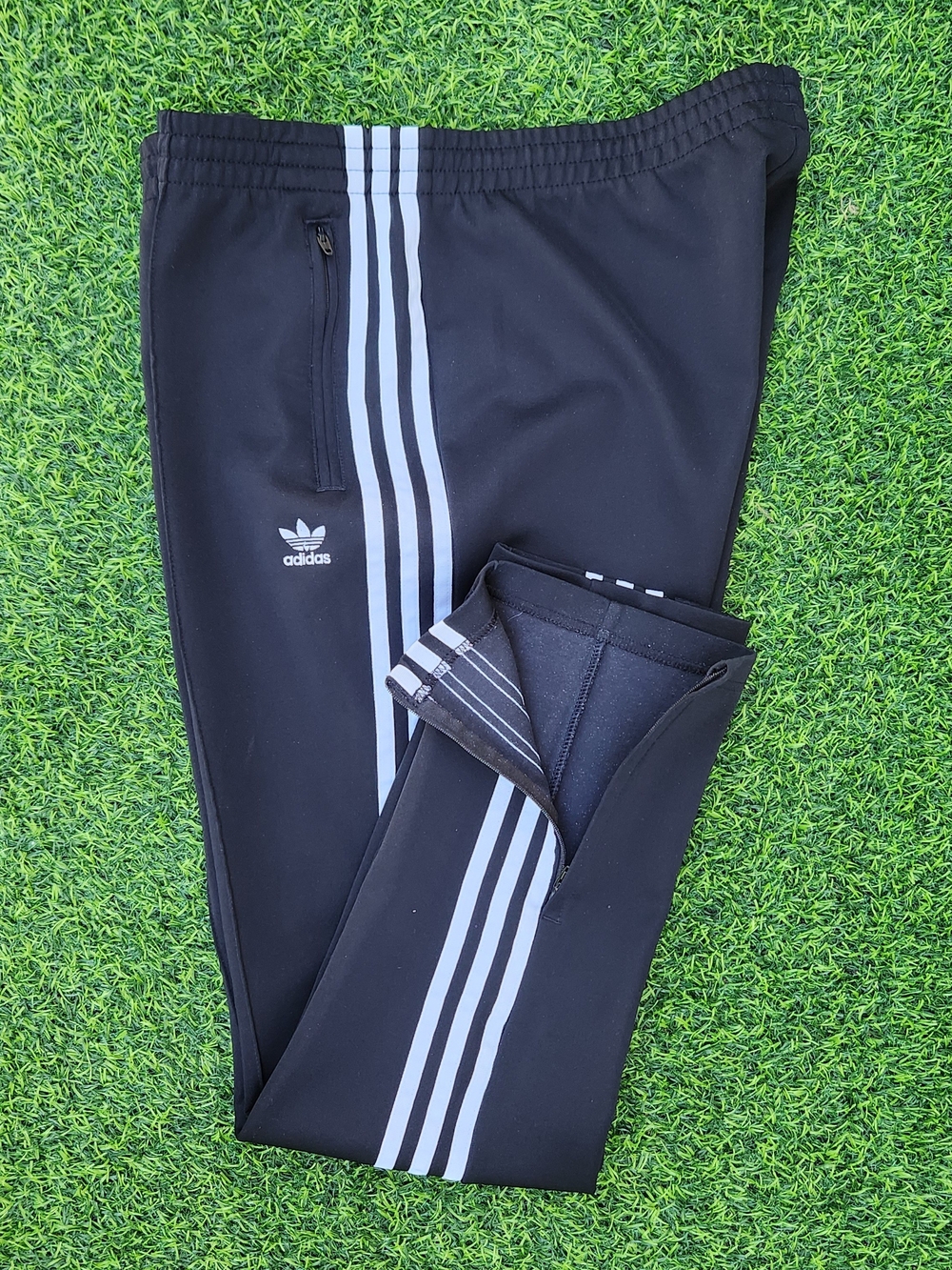 Adidas Women's Black Track Pants with White Stripes Size XL